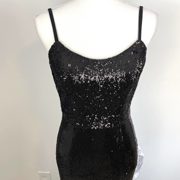 Dress The Population Ingrid Sequin Trumpet Gown In Black Size Small New - Picture 3 of 16